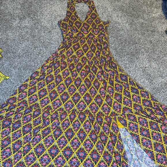 Anthropologie Dresses & Skirts - Anthropologie Backless Dress in Yellow and Pink Pattern